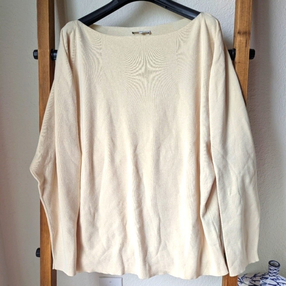 Lafayette 148 New York Women's Elegant Cream Knit Top - Size XL